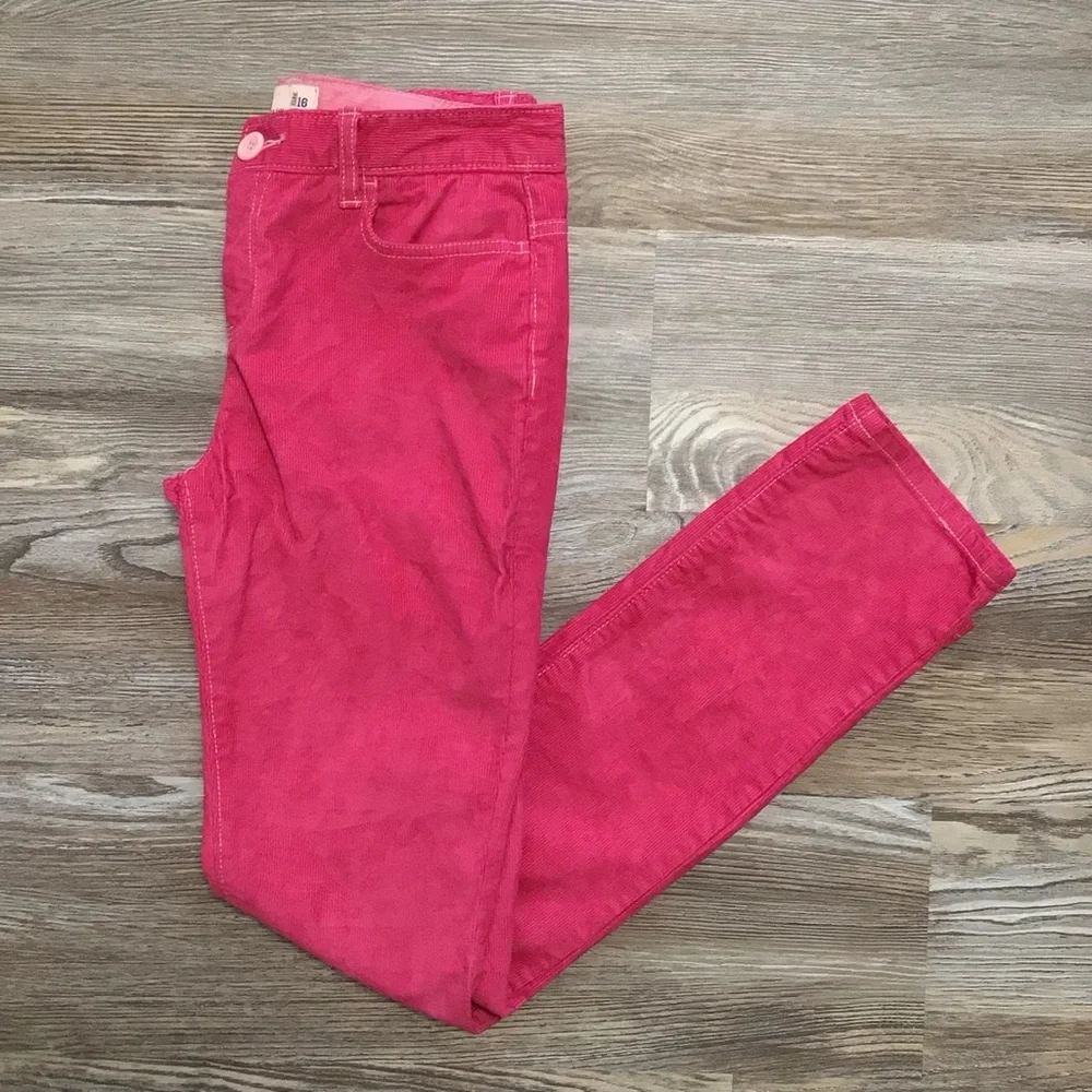 Old Navy Custom Hot Pink Dyed Tapered Leg Corduroy Adjustable Waist Pants 16